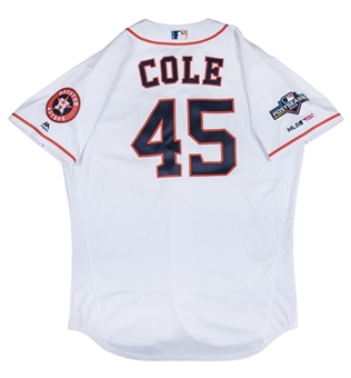 2019 Gerrit Cole Game Used & Photo Matched Houston Astros Postseason Home Jersey - Matched To Game 5 Of ALDS Played On 10/10/2019 (Resolution Photomatching MLB Authenticated)